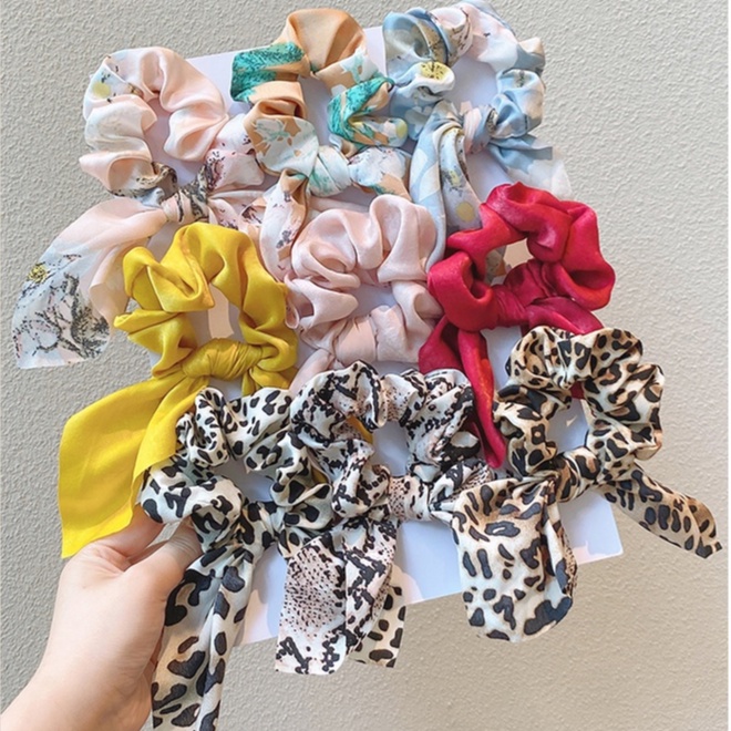 Dây buộc tóc ruy băng thắt nơ phong cách Hàn Quốc cho nữ