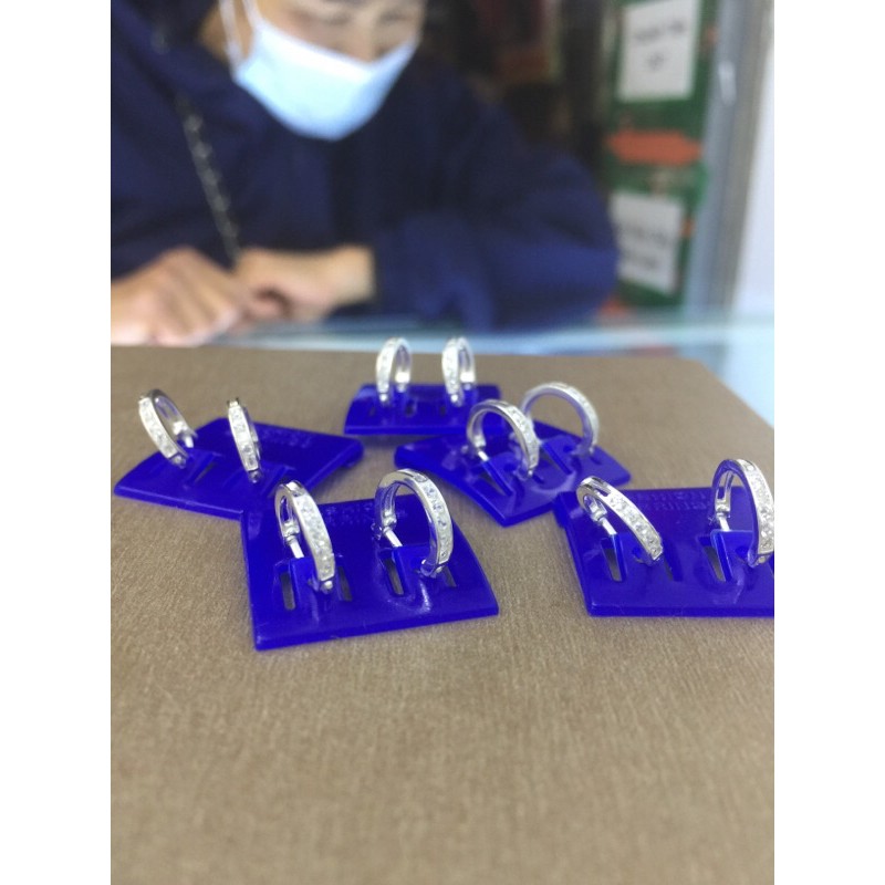 Khuyên tai tròn sát tai xanh đỏ đẹp bạc ta NGỌC MẬU