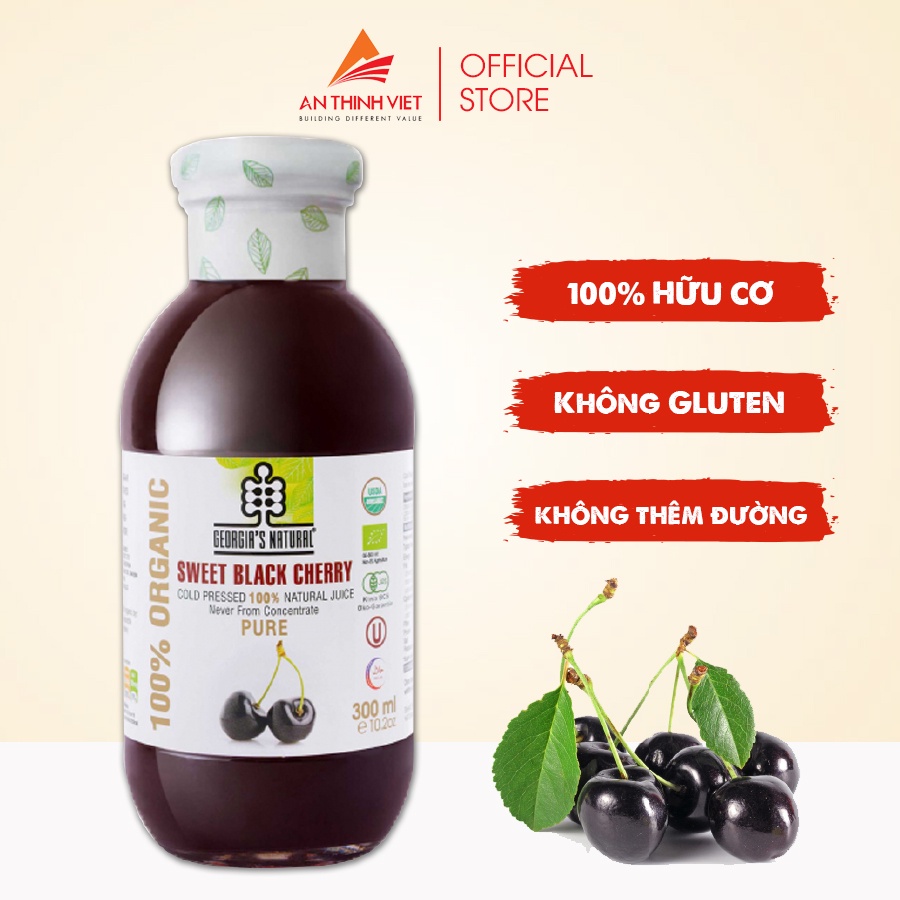 Nước Ép 100% Hữu Cơ Anh Đào Đen Sweet Black Cherry Tự Nhiên - Georgia's Natural - 300ml & 750ml