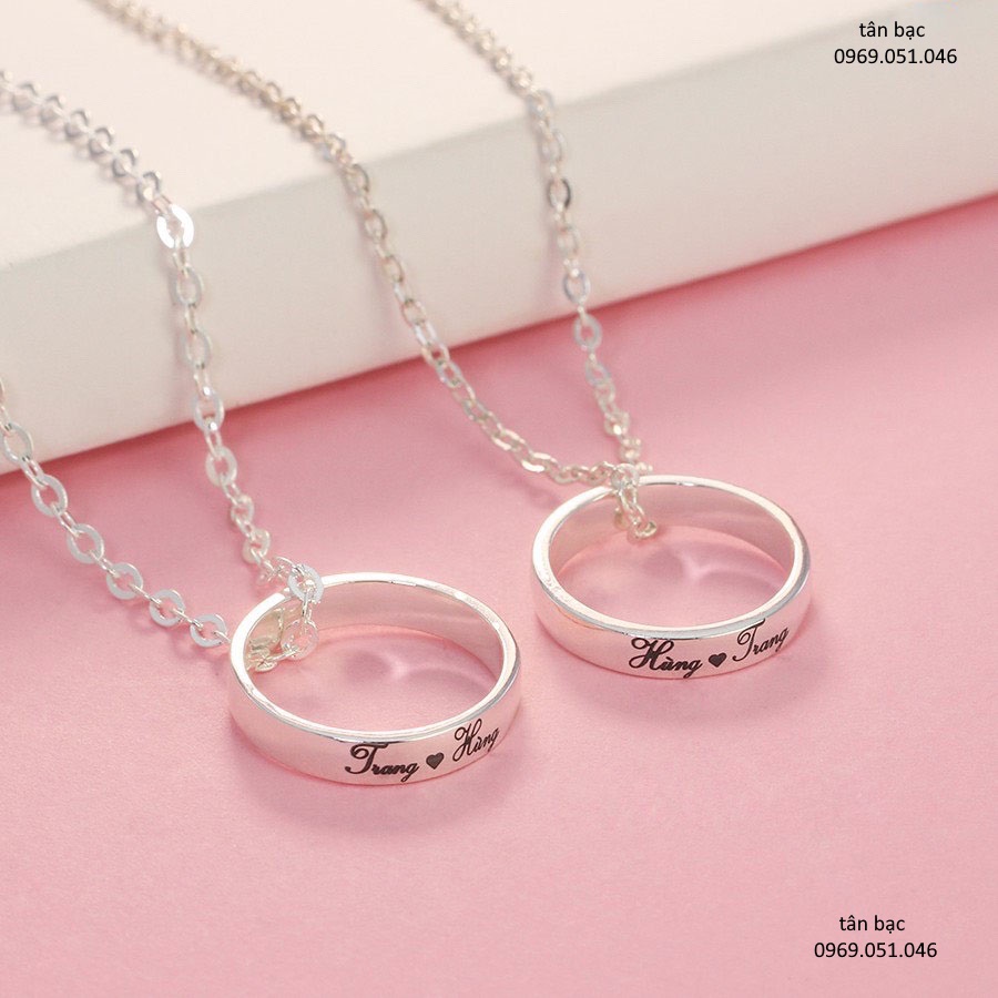 dây chuyền đôi , khắc tên miễn phí, bạc ta 925 cao cấp - trang sức tân bạc