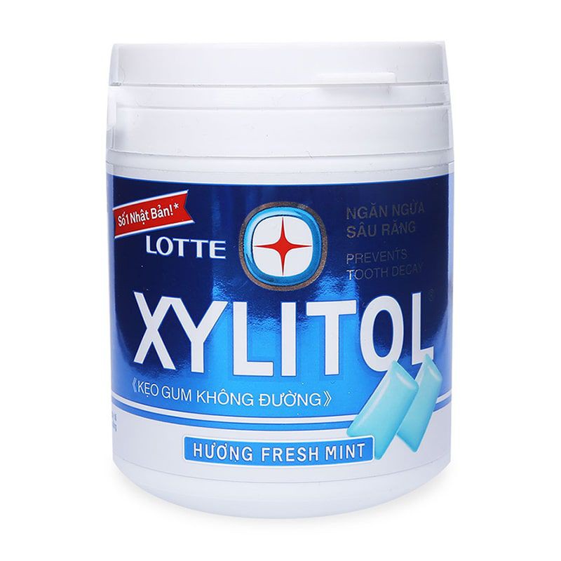 Kẹo gum không đường Lotte hiệu Xylitol hương Fresh Mint hũ 145g