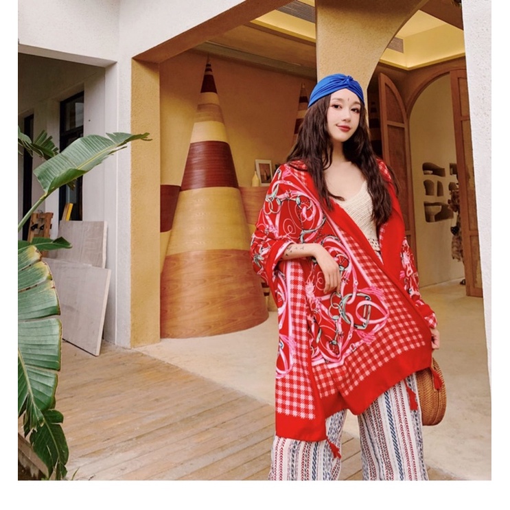 Khăn choàng cổ du lịch in hoa văn size 90x180cm