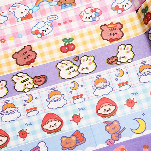<Video Review>Băng Keo Dính Washi Tape DIY In Họa Tiết Gấu Thỏ Trang Trí Sổ Tay Nhật Kí Khay Đựng Bút Teeci591