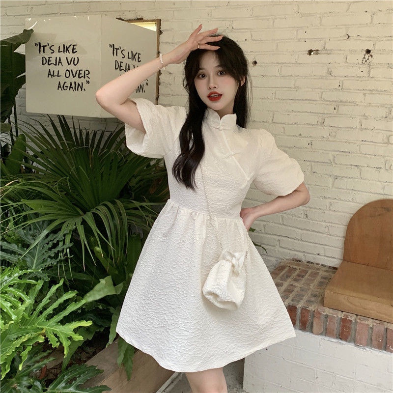 Đầm Sườn Xám Cách Tân Dáng Chữ A Thiết Kế Mới Thời Trang Mùa Hè Theo Phong Cách Pháp Cho Nữ 2022