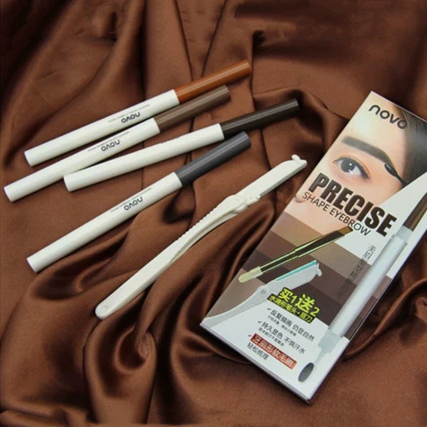 [TẶNG KÈM 1 ĐẦU CHÌ + 1 DAO CẠO] NOVO - Chì kẻ mày 2 đầu kèm dao cạo Precise Shape Eyebrow