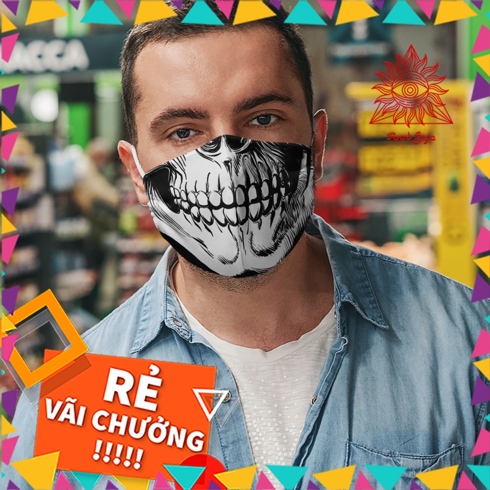 Khẩu Trang Vải Hàn Quốc Skulls_25 RedEye Vải Cotton 100%, Kháng Khuẩn, Không Đau Tai, Dễ Thở Dành cho Nam Nữ