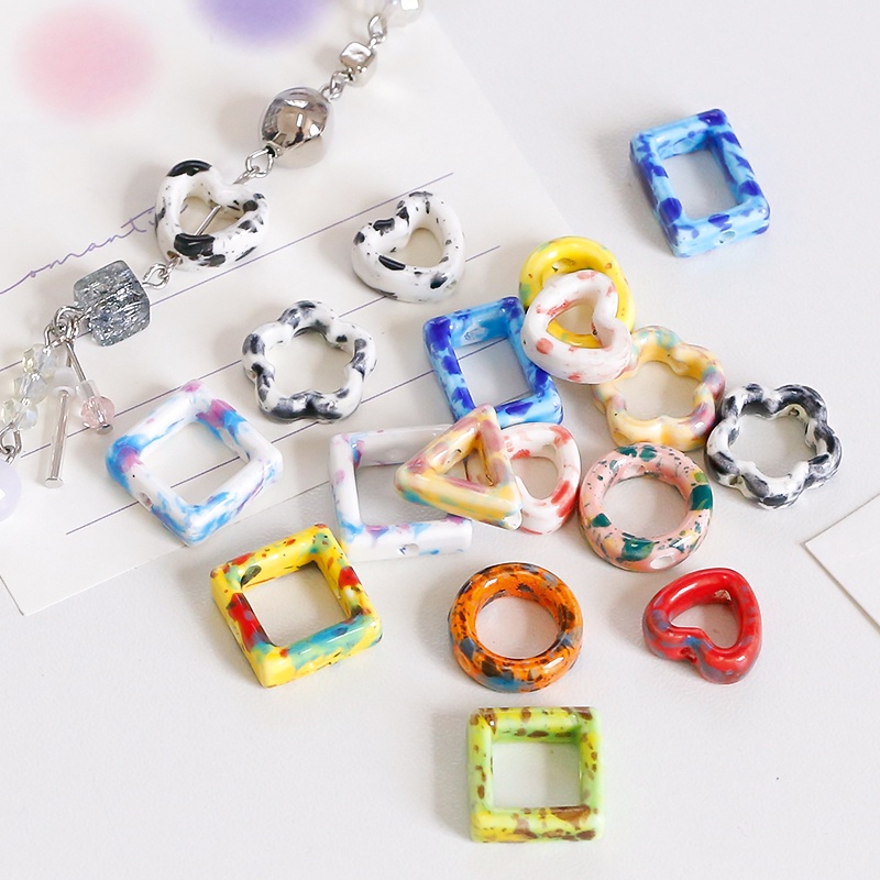 Hạt Cườm Bằng Gốm Hình Vuông Họa Tiết Hình Học Dùng Làm Trang Sức Thủ Công