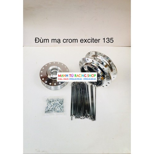 đùm mạ crom Exciter 135 kèm căm 1 cặp