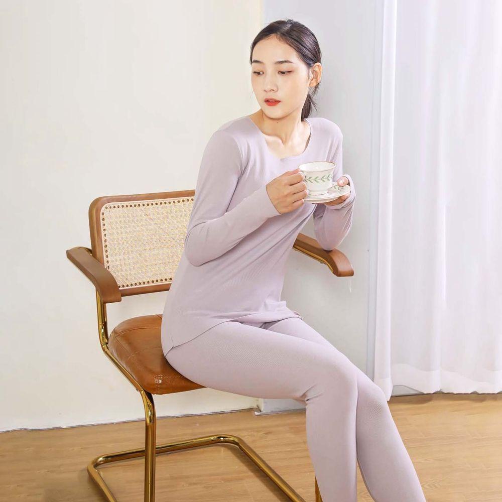 OCEANMAP Bộ Đồ Lót Dài Tay Giữ Ấm Màu Sắc Đơn Giản Cho Nữ