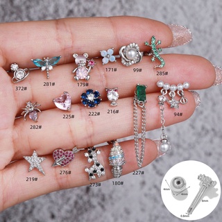 Bông Tai S925 Hình Động Vật Hoạt Hình Đính Pha Lê Xanh Dương Dễ Thương Cho Nữ