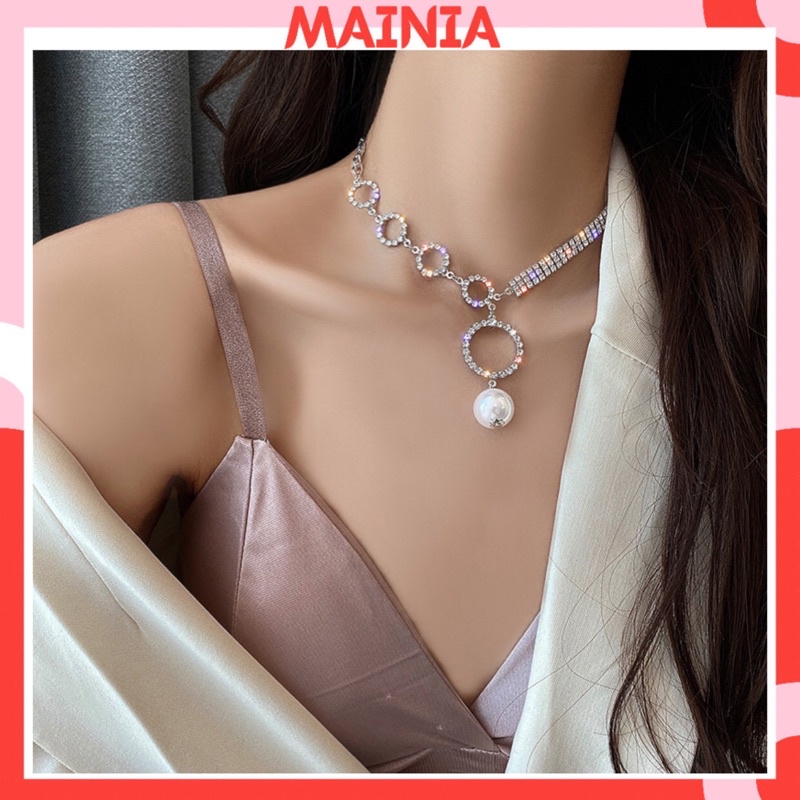 Vòng Cổ Choker Khoen Tròn Đính Đá Phong Cách Hàn Quốc Sang Chảnh Mainia Shop