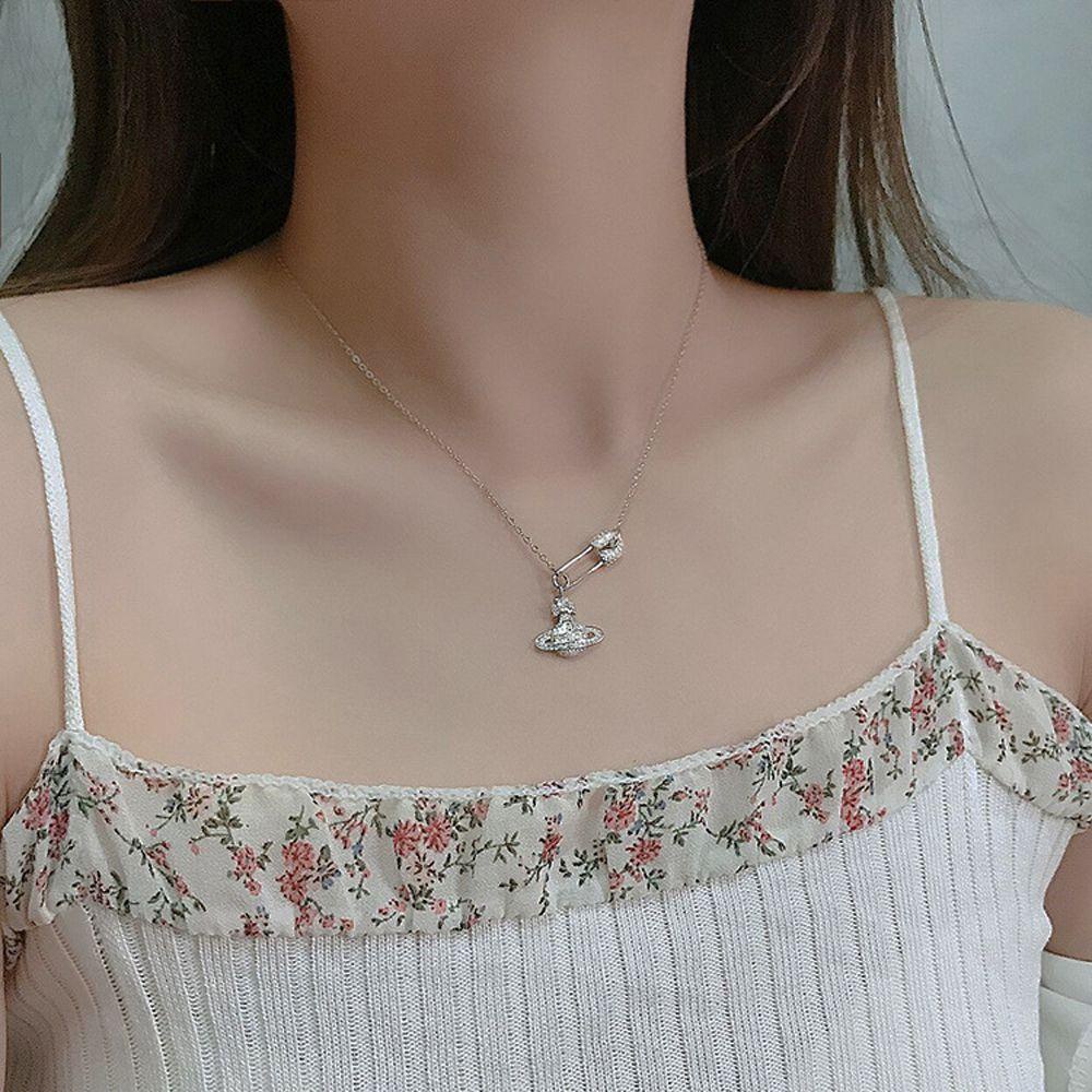 FORBETTER Dây Chuyền Mặt Hình Hành Tinh Phong Cách Vintage Hàn Quốc Cho Nữ