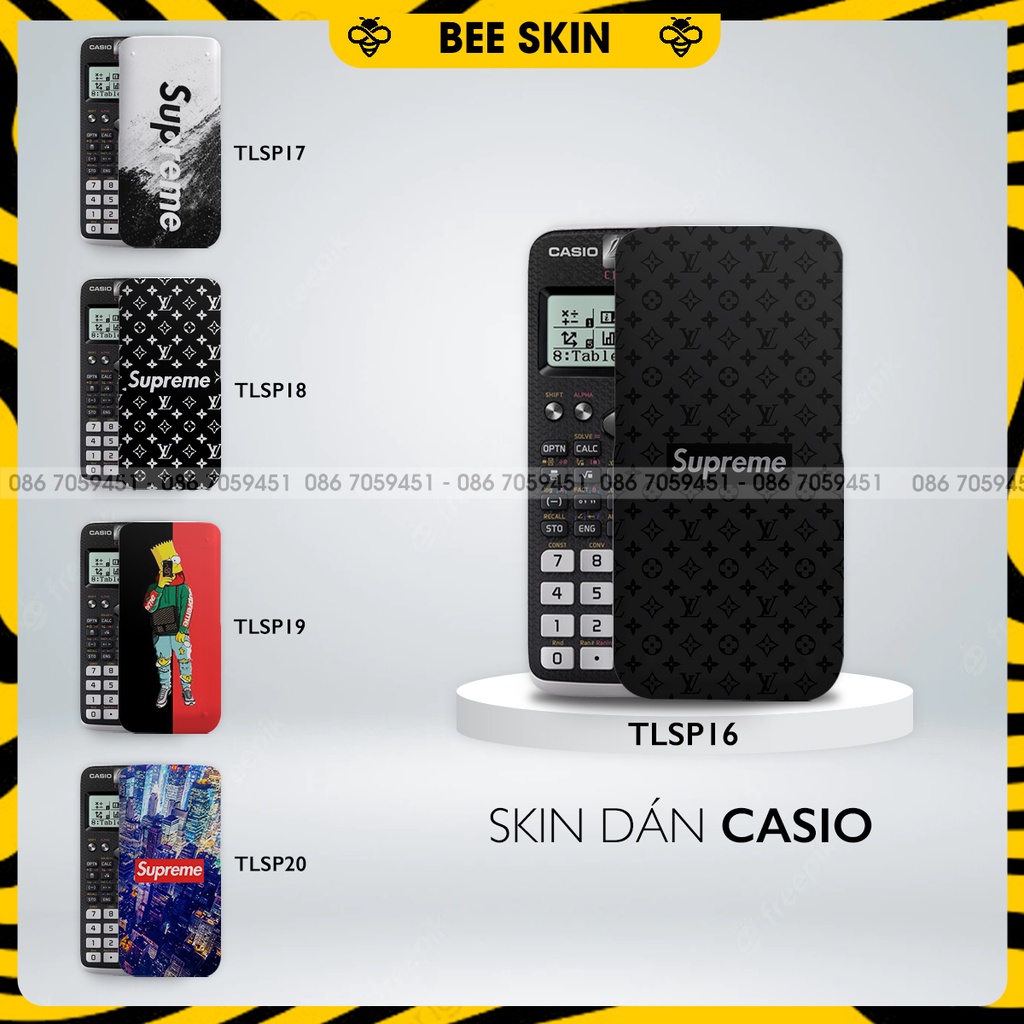Skin dán máy tính CASIO In Hình Thương Hiệu SupermeeBộ 4  tlspb4