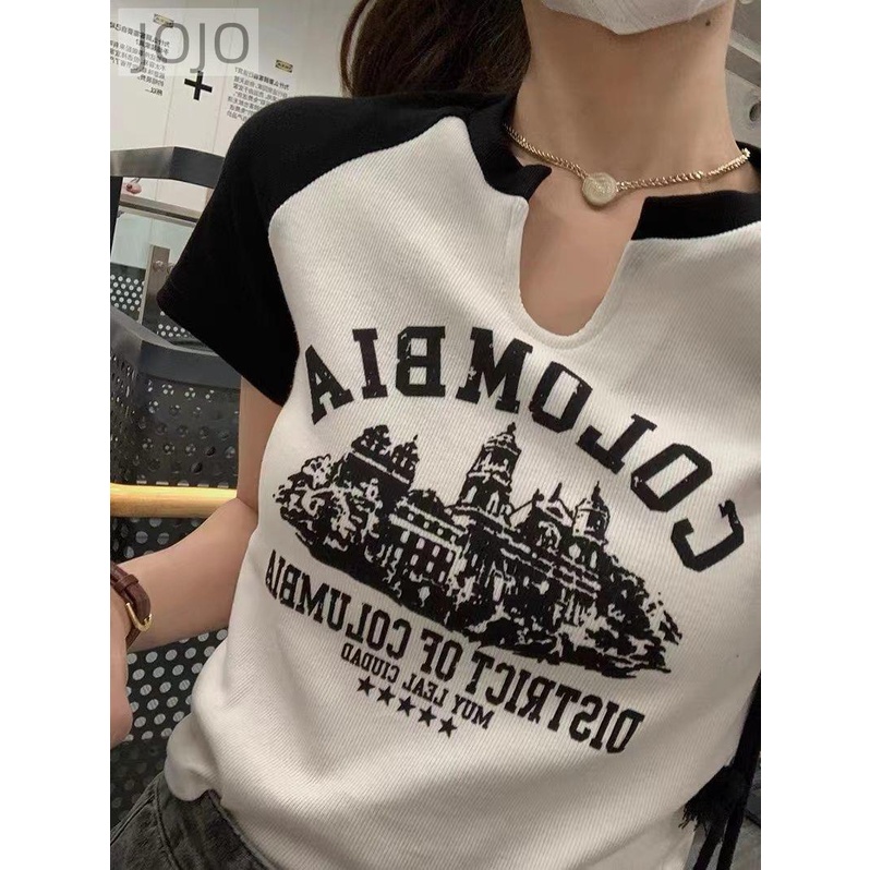Áo Thun Tay Ngắn Phong Cách Retro Dành Cho Nữ