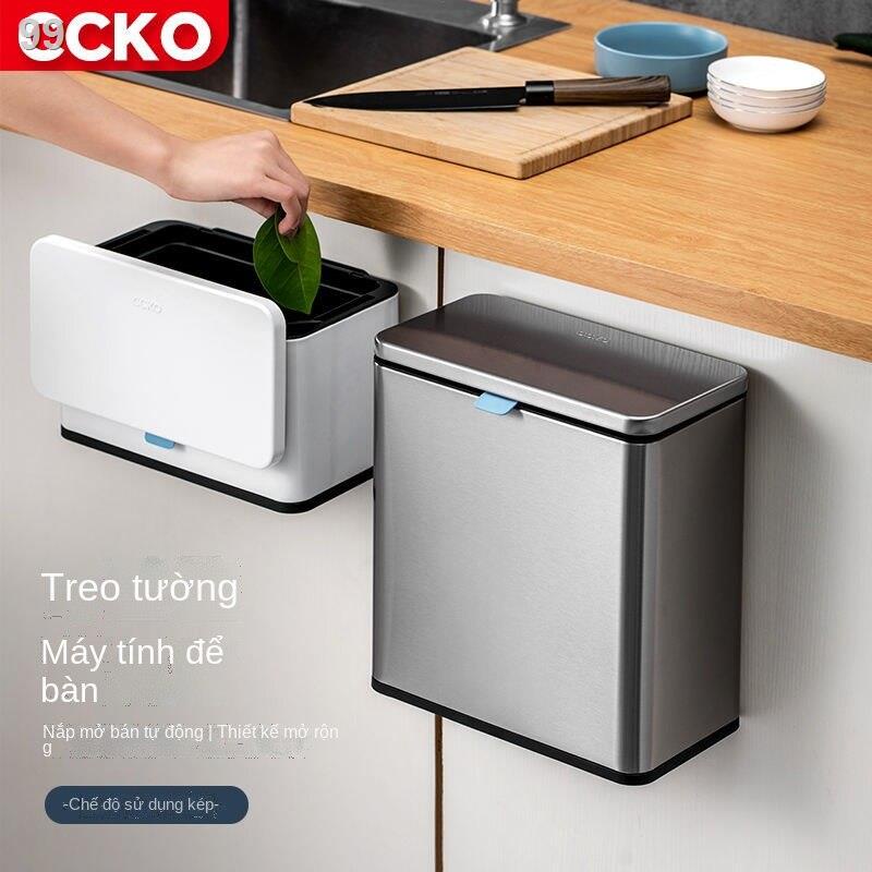 【chuyên gia săn sale】CCKO thùng rác nhà bếp treo tường inox sáng tạo tủ đựng có nắp