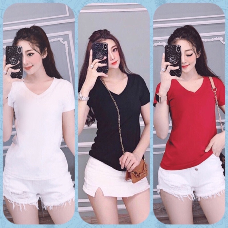ÁO THUN THÁI FOM RỘNG TAY NGẮN CỔ TIM( hàng loại 1)