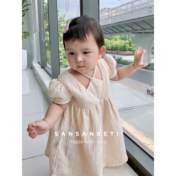 VÁY YẾM BABYDOLL Muslin Organic Cotton 100% cho bé gái (ảnh thật)