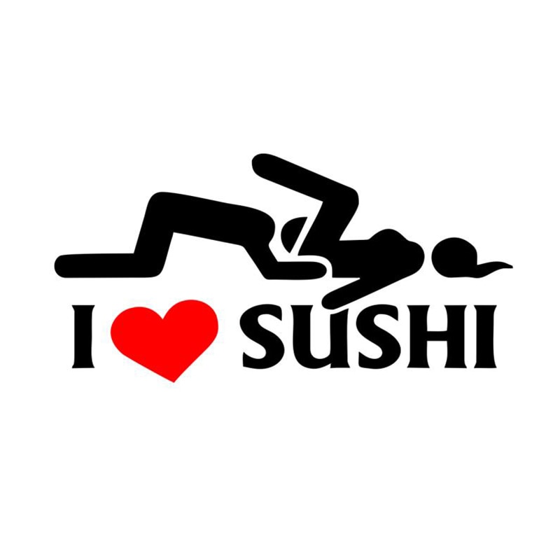 Miếng Dán Trang Trí Xe Hơi / Xe Máy Bằng Pvc Chống Thấm Nước Họa Tiết Sushi I Love Sushi Sáng Tạo Vui Nhộn Kích Thước 2x6cm