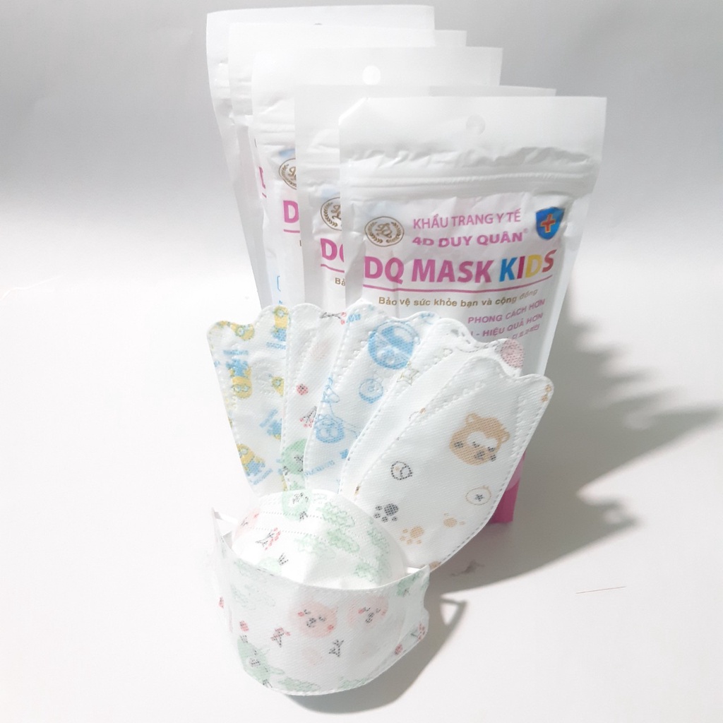 Combo 60C Khẩu Trang trẻ em  kf94 cho bé 4d DQ Mask Kids KF94 Y Tế Duy Quân 4 lớp kháng khuẩn
