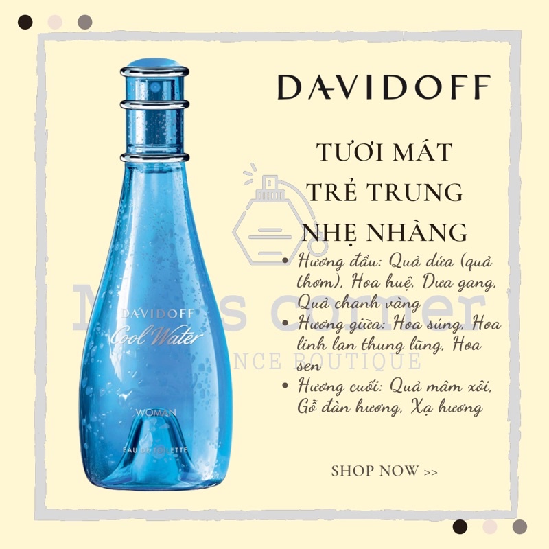 [Min’s corner] Mẫu thử 10ml nước hoa Davidoff Cool Water Woman