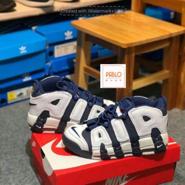 SALE (GIÁ TỐT) Giày thể thao NIKE AIR MORE UPTEMPO blue/white Xanh chữ trắng XIÊU HOT