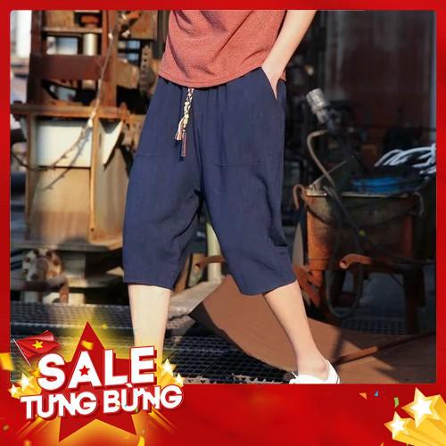 Quần Lửng Nam Ống Rộng Vải Lanh Phong Cách Trung Hoa - Hàng nhập khẩu