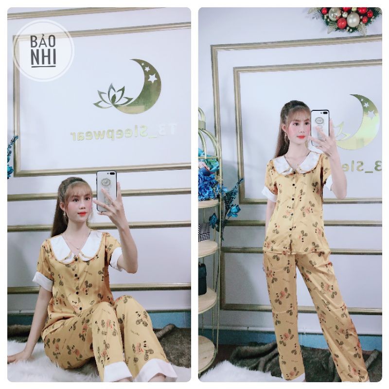 chuyên sỉ - bộ dài pijama lụa Latin cao cấp