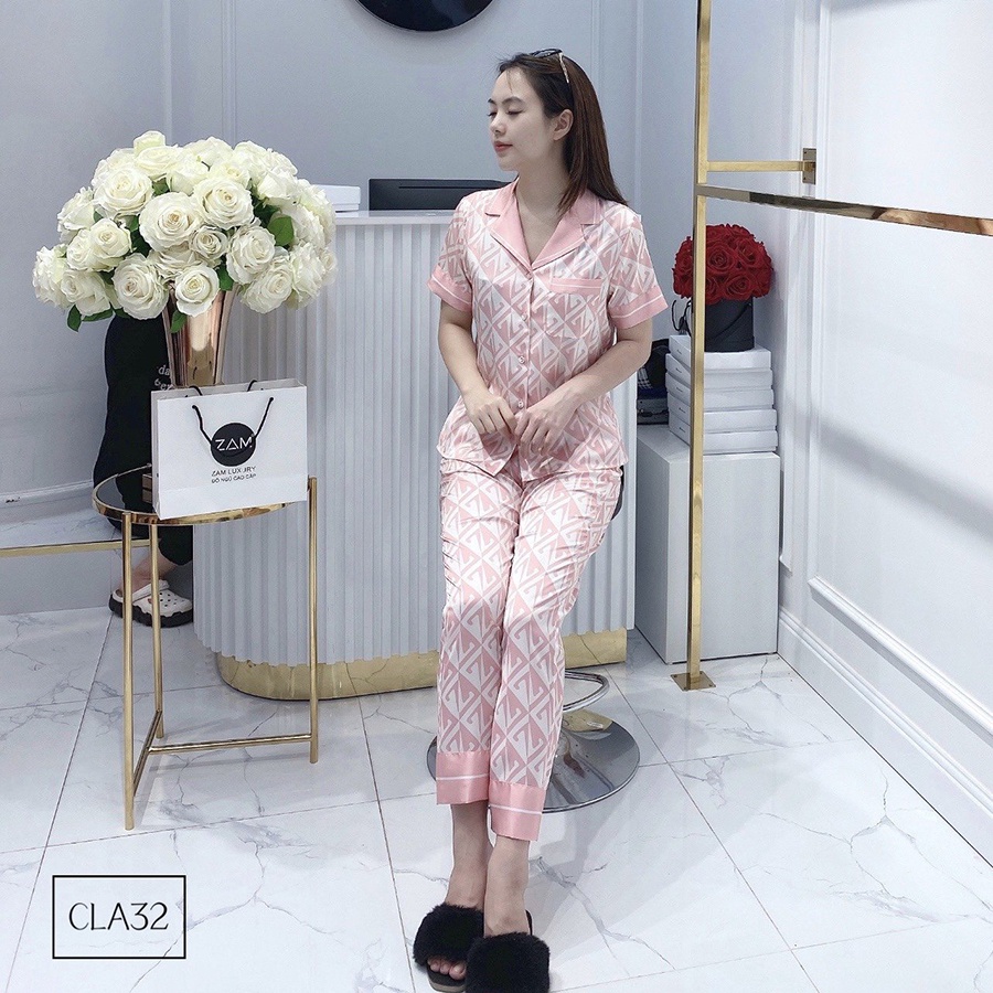 Bộ ngủ satin ZAM Luxury - CLA32- Áo ngắn tay quần dài