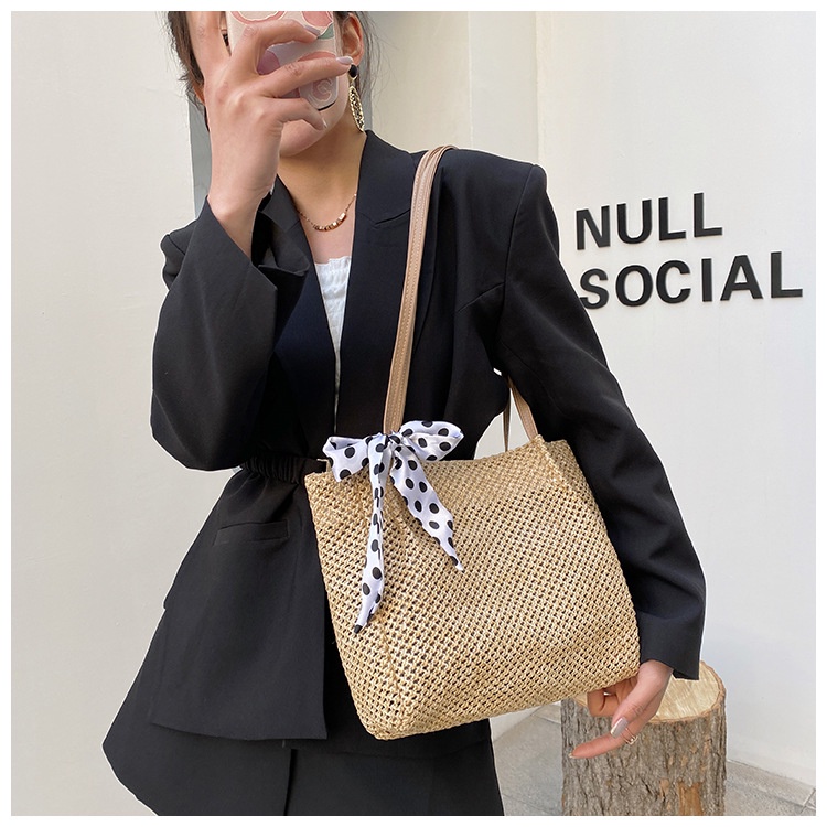 Túi cói Bằng Vải Lụa Phong Cách Hàn Quốc Thời Trang Mùa Hè Dành Cho Nữ