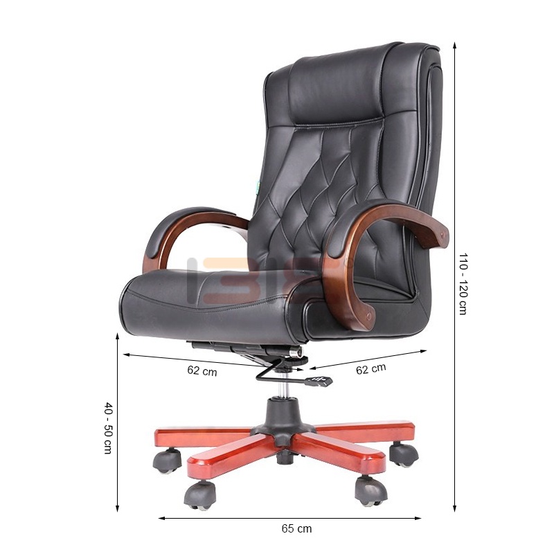 Ghế Giám đốc IBIE IHC18023U1 bọc da PU chân gỗ tay ốp