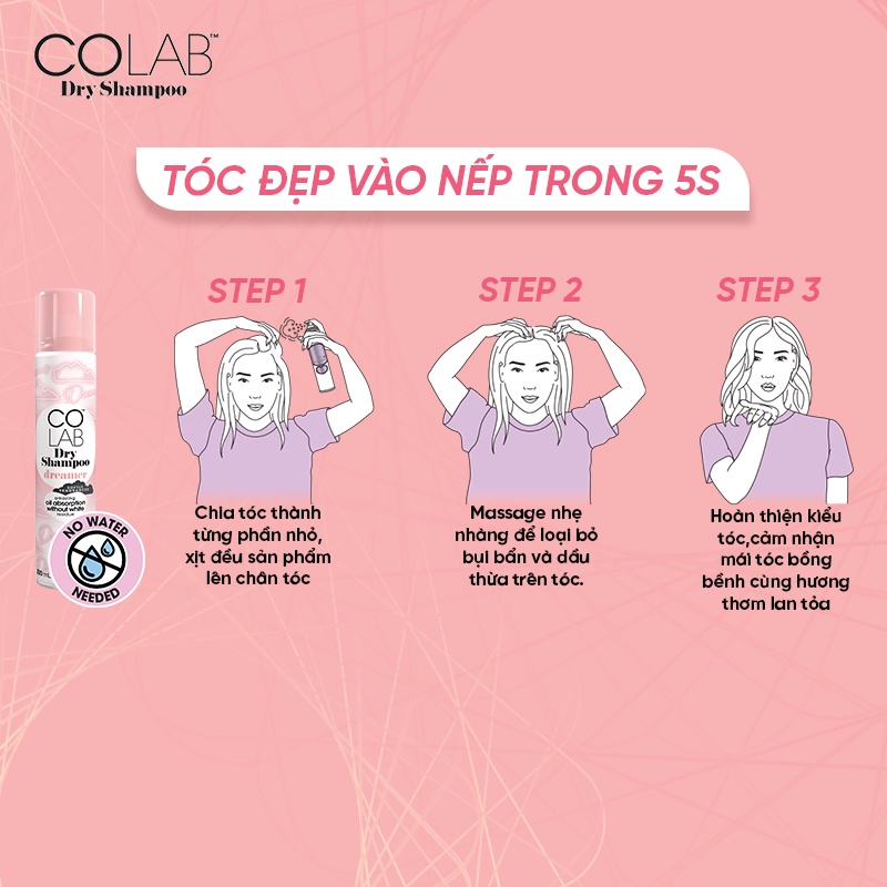 Combo 2 Chai Dầu Gội Khô Colab Siêu Tiết Kiệm: Mini (50ml) + Lớn (200ml) | Tóc Sạch Bồng Bềnh Vào Nếp Sau 5 Giây