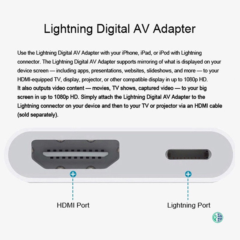 Ready Stock Lightning to HDMI Digital AV TV Cable HD Adapter Compatible With Apple iPhone X 8 7 6 Plus iPad @vn