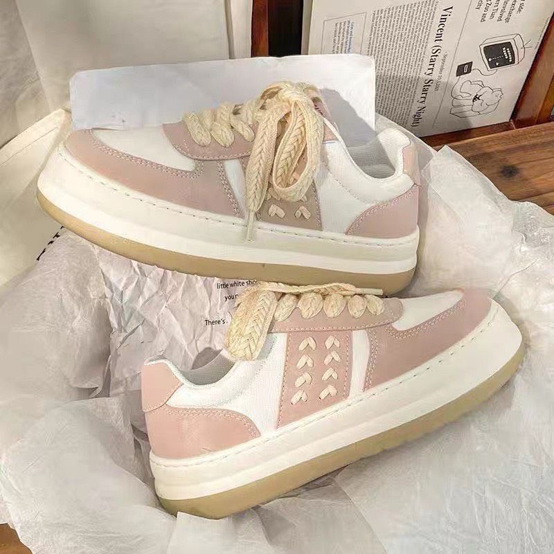 Giày thể thao nữ dây tết hình lá lúa siêu xinh, đế cao 4cm