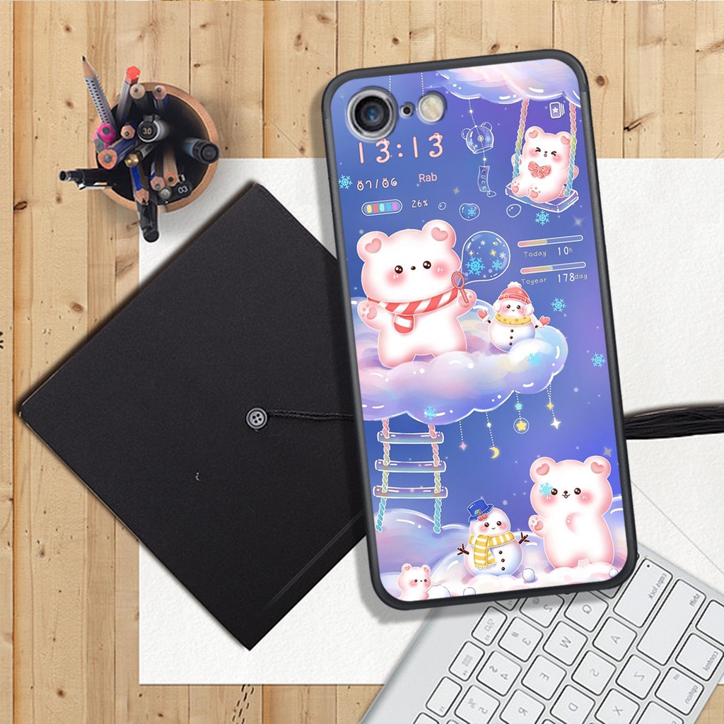 ỐP LƯNG IPHONE 5G - 6G - 6S - 7G - 8G - SE,  IN HÌNH GẤU NÂU CHOCOLATE ĐÁNG YÊU.