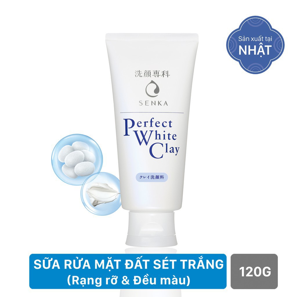 Sữa rửa mặt tạo bọt chiết xuất đất sét trắng Senka Perfect White Clay 120g_14840 | BigBuy360 - bigbuy360.vn