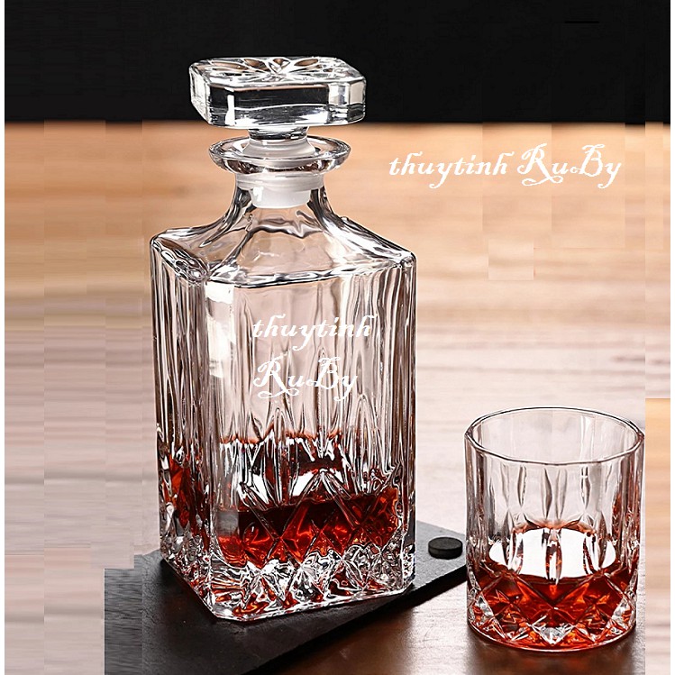 Bình Rượu Thủy Tinh Vuông 1000Ml- Vỏ Chai Rượu Đẹp Sang Trọng | BigBuy360 - bigbuy360.vn