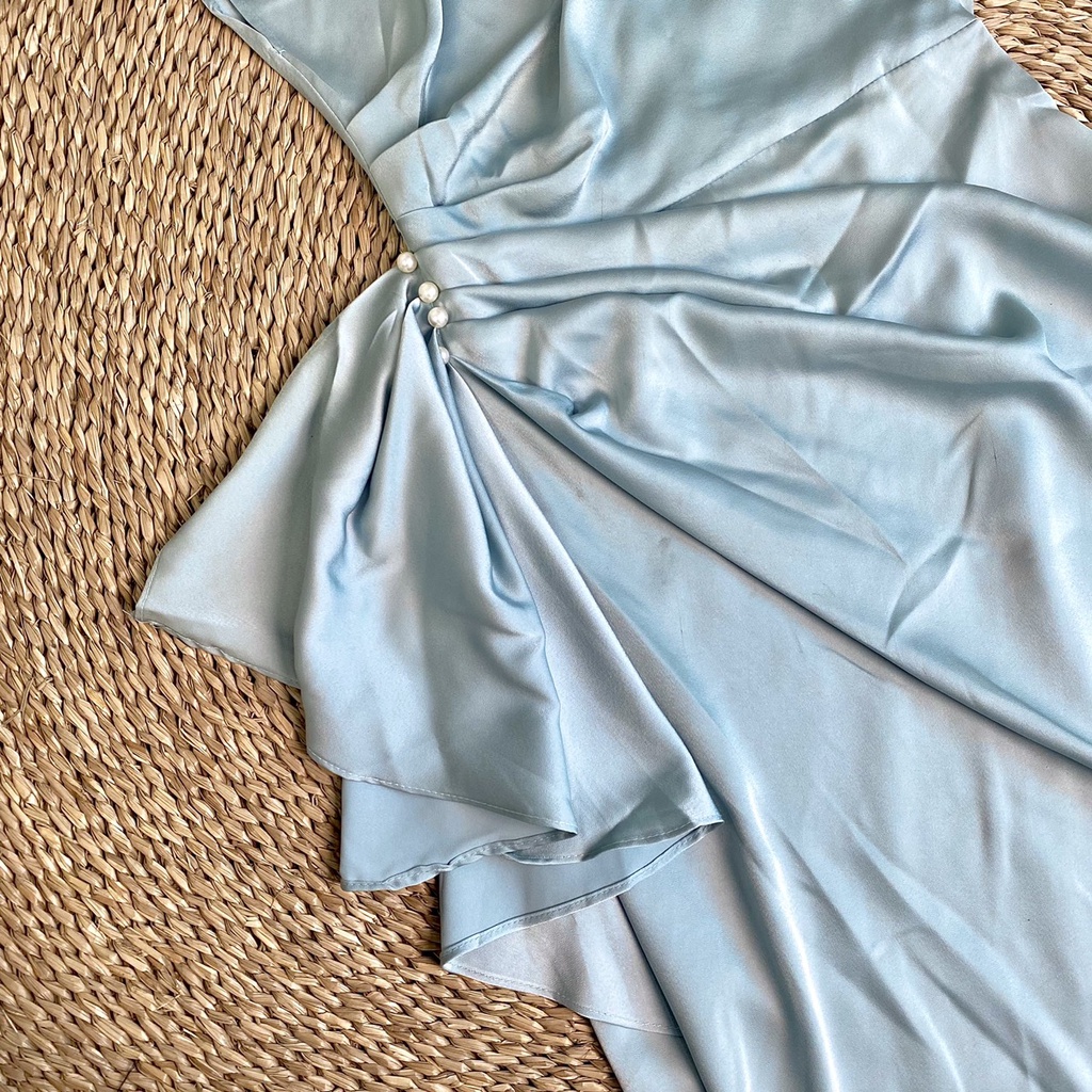 Đầm Body Cách Điệu Dự Tiệc Màu Xanh Ngọc LeeZa Váy Sát Nách Nữ TKV3456