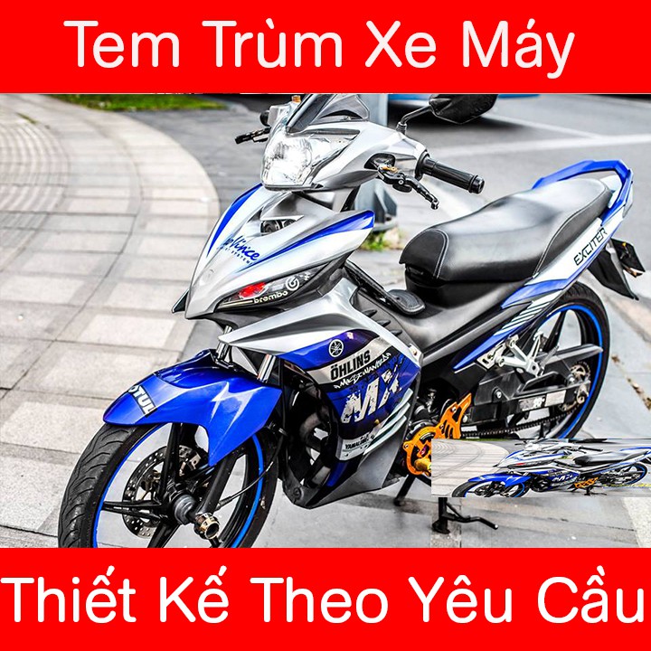 Tem Trùm Exciter 135 Leovinice Trắng Viền Xanh