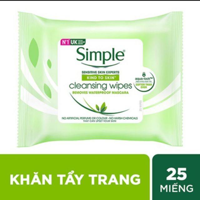 Khăn giấy tẩy trang Simple Cleansing Facial Wipes 25 tờ