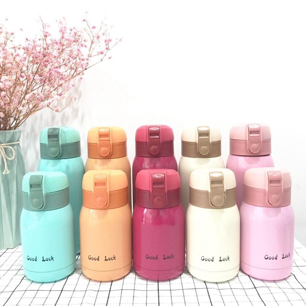 Bình Nước Giữ Nhiệt 200ml Bằng Thép Không Gỉ Họa Tiết Hoạt Hình Dễ Thương Cho Bé