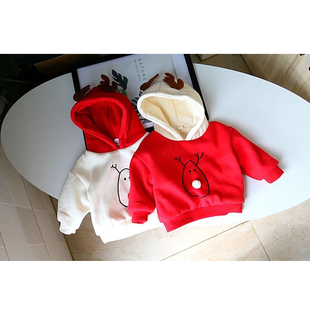 Áo Hoodie Tuần Lộc Cho Bé, Áo Nỉ Bông Cho Bé Trai Bé Gái Đi Chơi Giáng Sinh Từ 7-28kg - LILA KIDS