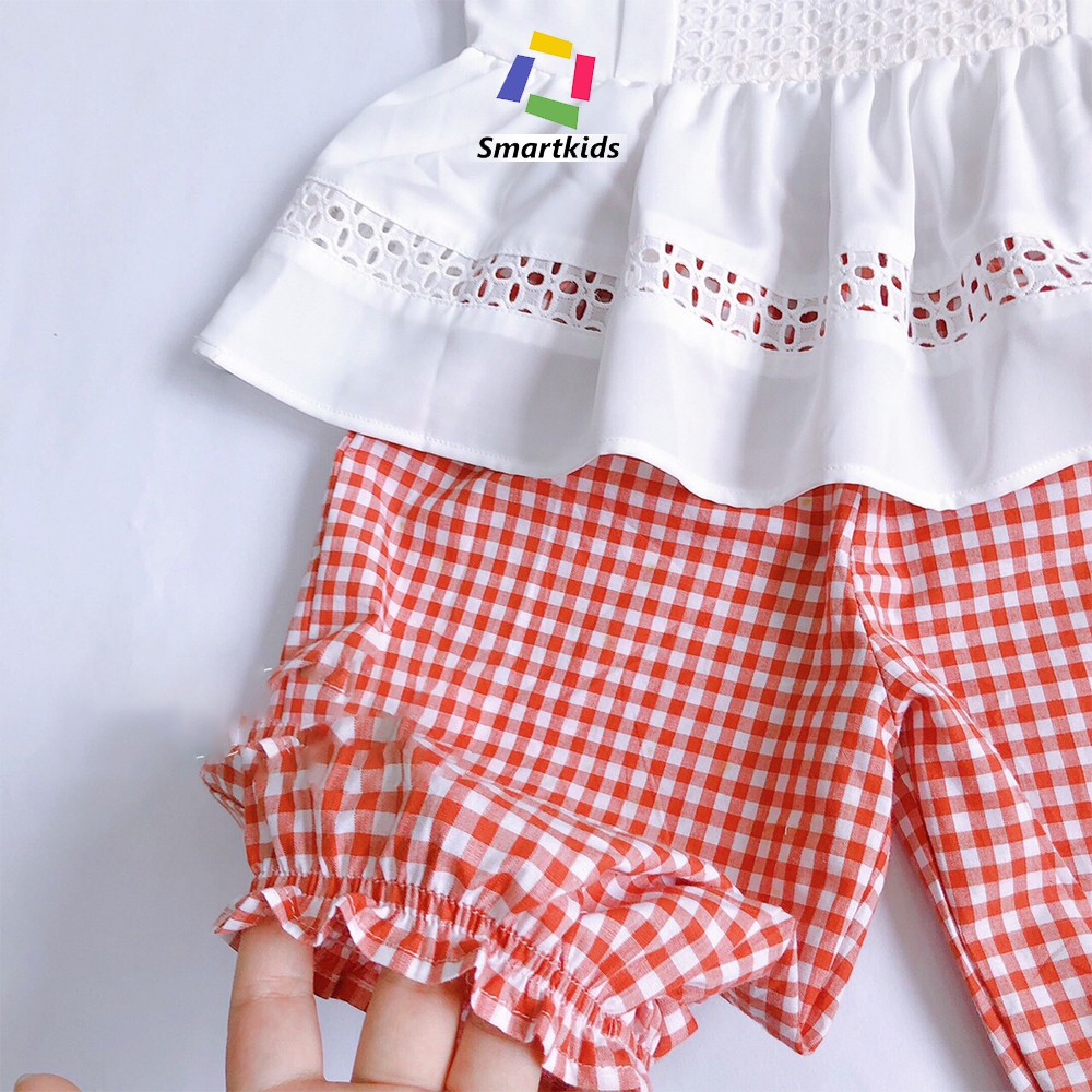 Bộ quần áo bé gái - Áo hai dây phối ren kết hợp quần lửng họa tiết Smartkids TE3023 / TE3024 / TE3025