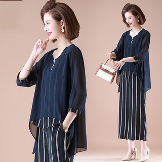Bộ đồ của mẹ Áo sơ mi thời trang dành cho người trung niên và già rộng rãi phụ nữ 40 tuổi phông cỡ lớn kiểu tây 5EE