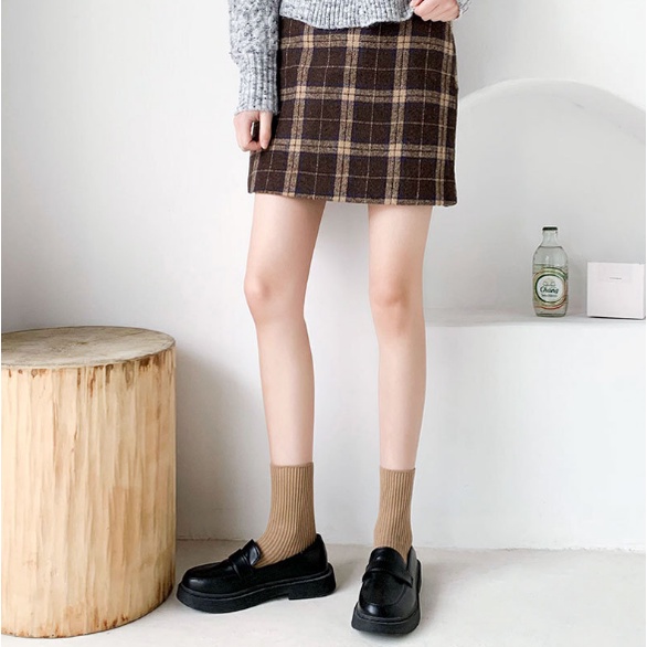 Tất Vớ Cổ Cao Nữ Sọc Trơn Nhiều Màu Thời Trang Unisex Style Hàn Quốc