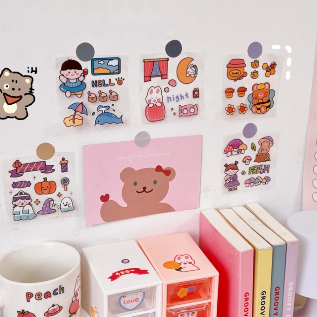 Hình dán sticker trang trí 20 tấm cute xinh xỉu dán sách vở phụ kiện chất lượng cao giá rẻ tặng quà học sinh