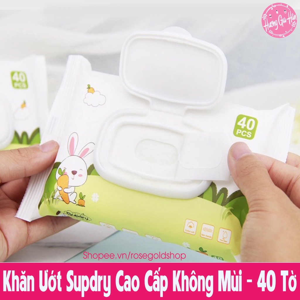 Khăn Ướt Supdry Cao Cấp Không Mùi - Gói Có Nắp 40 Tờ