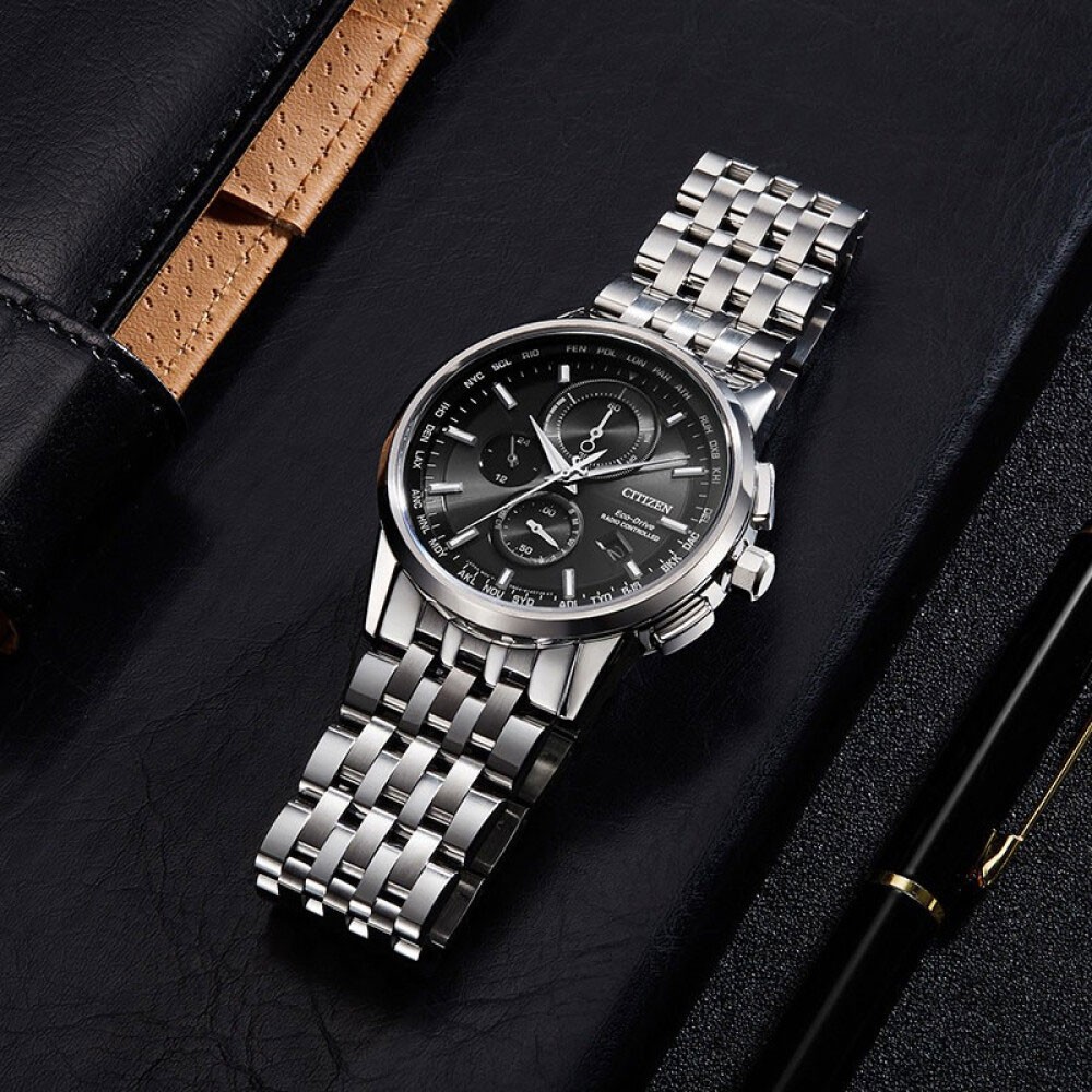 Đồng Hồ Nam Citizen Đa Chức Năng Dây Thép Không Gỉ AT8110-61E - Mặt Đen (Sapphire)