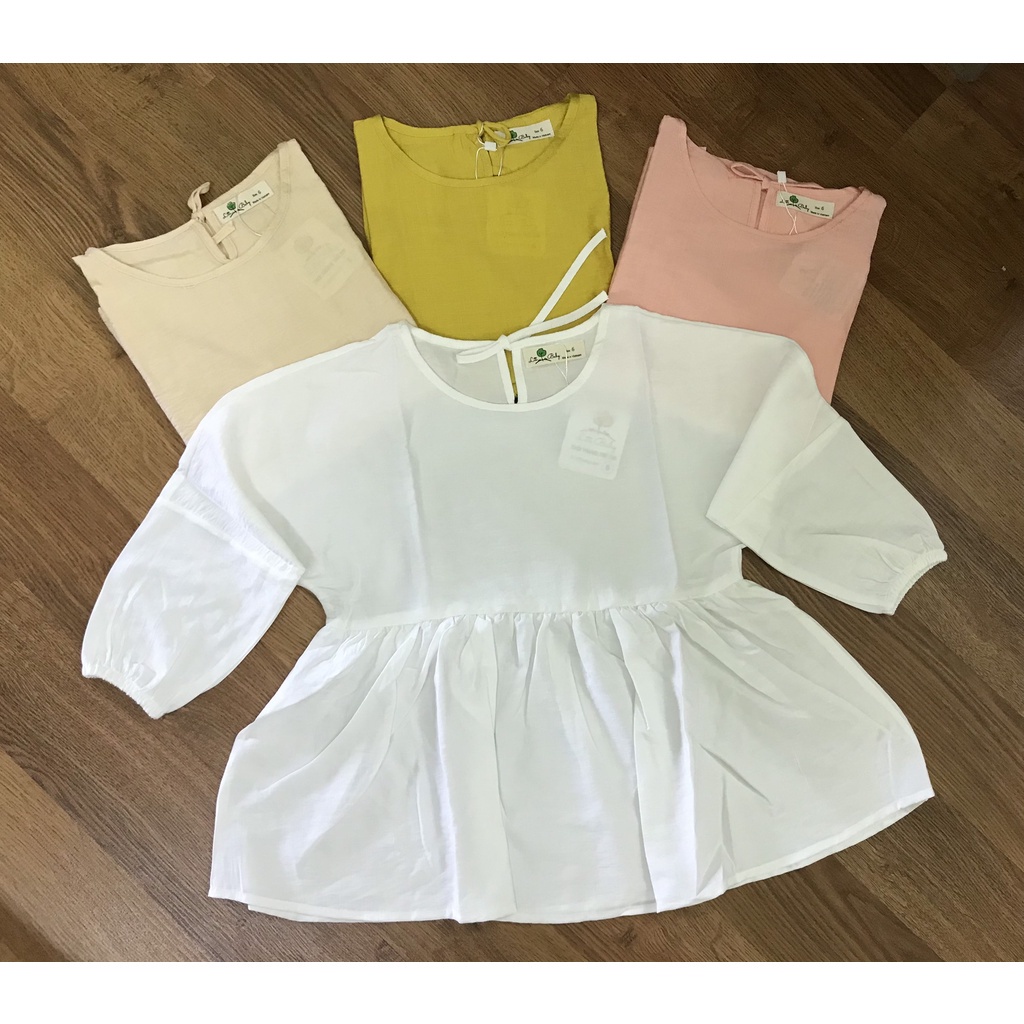 Áo sơ mi dài tay voan thời trang cho bé gái size 1-10 tuổi