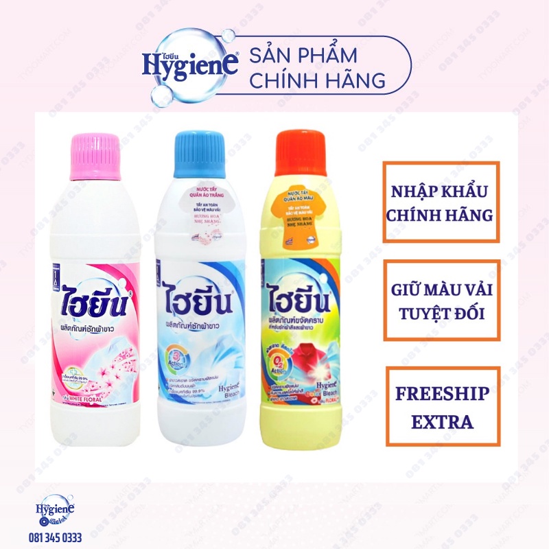 Thuốc tẩy mốc quần áo trắng/màu Hygiene Thái Lan 250ml Siêu Sạch Không Gây Mùi Tẩy