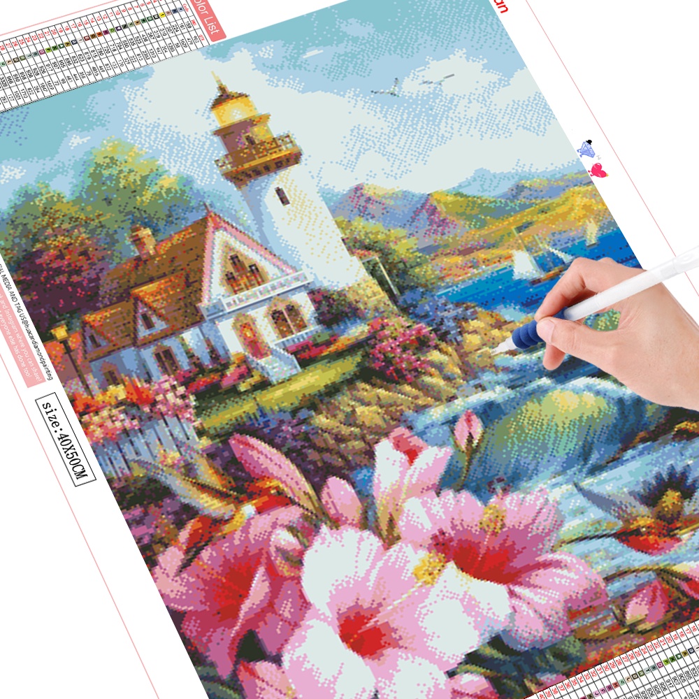 Tranh Nhà Hải Đăng Và Ngọn Hải Đăng Kim Cương 5D